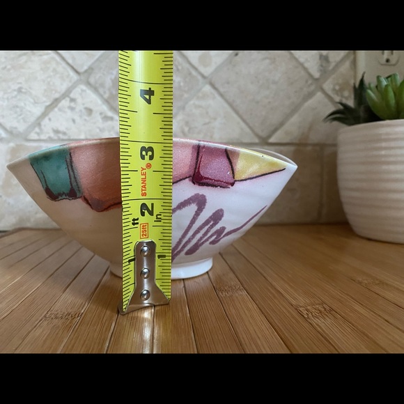 Hand-Painted Mid-Century Modern Art Bowl signed - Picture 11 of 14